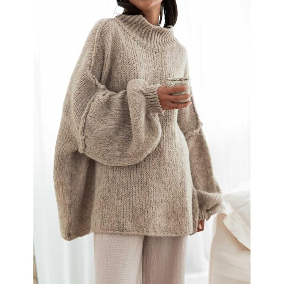 Women’s Oversized Fuzzy Fall Sweater Crewneck Long Sleeve Pullover - Picture 6 of 6